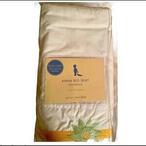 Pottery Barn Kids White Yellow Green Crib Skirt Nwt